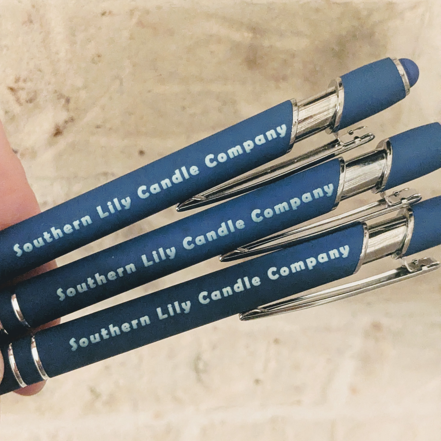 Customized Stylist Pens | Blue Ink | Silver Engrave