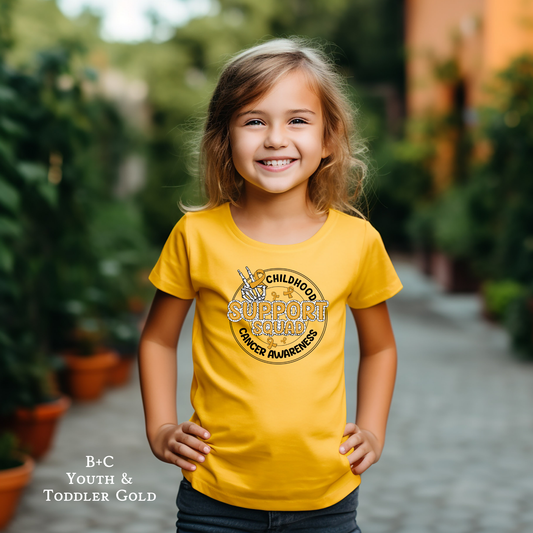 Support Squad | Childhood Cancer Awareness | Go Gold | Cancer Survivor | Crew Neck Toddler & Youth