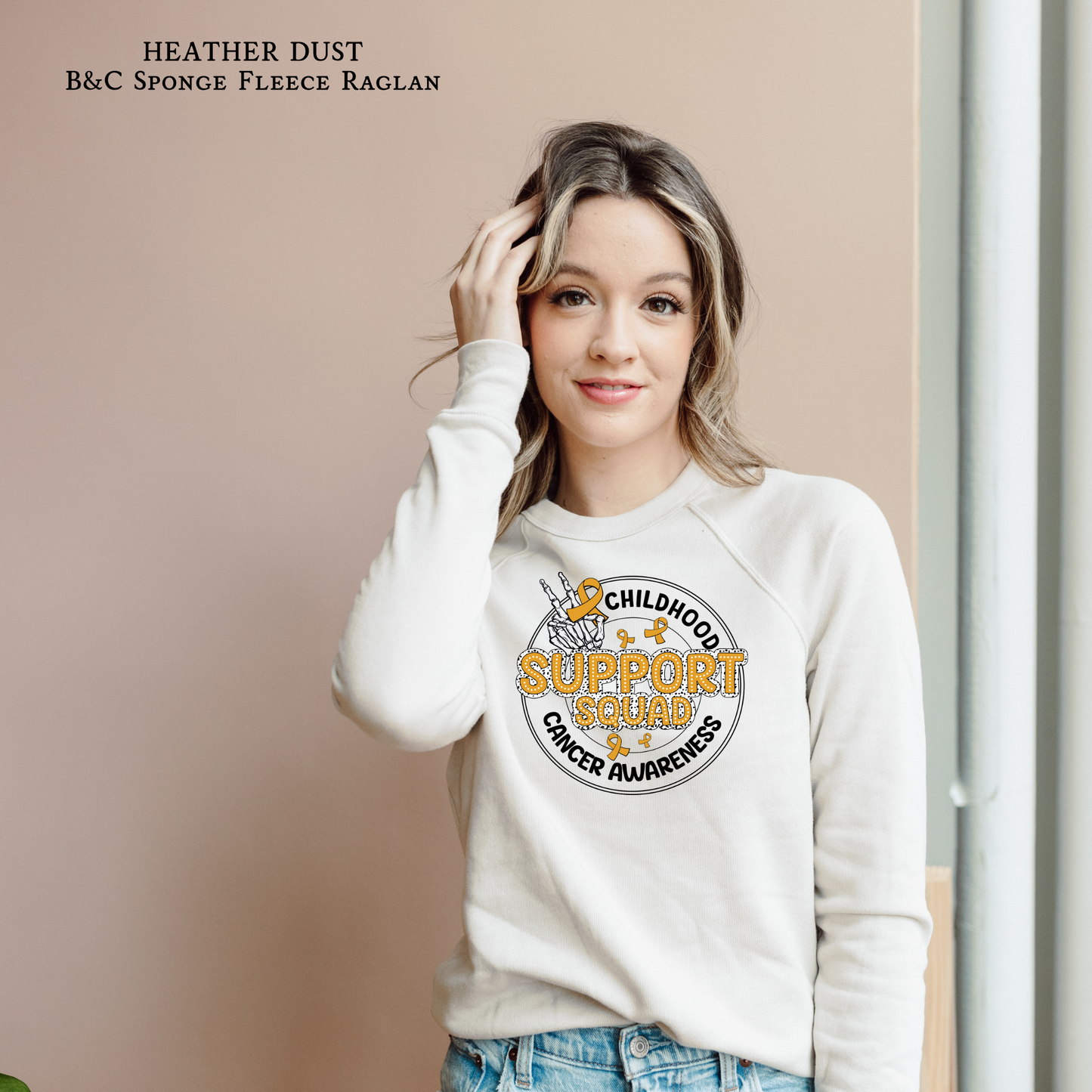 Support Squad | Raglan Sweatshirt | Childhood Cancer Awareness | Go Gold | Cancer Survivor