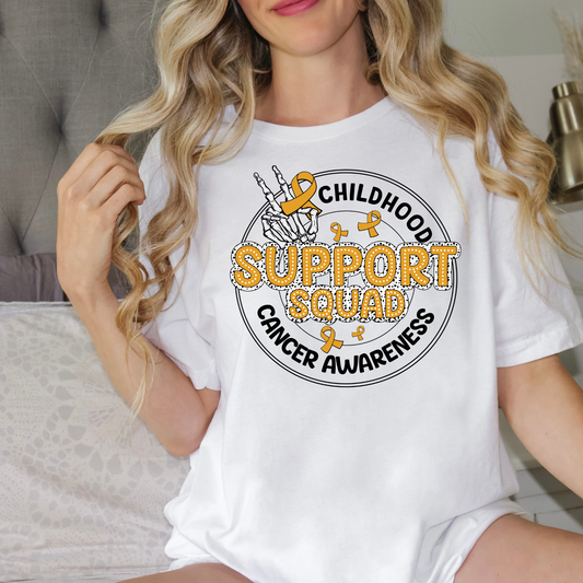 Support Squad | Childhood Cancer Awareness | Go Gold | Cancer Survivor | Crew Neck Adult Tee