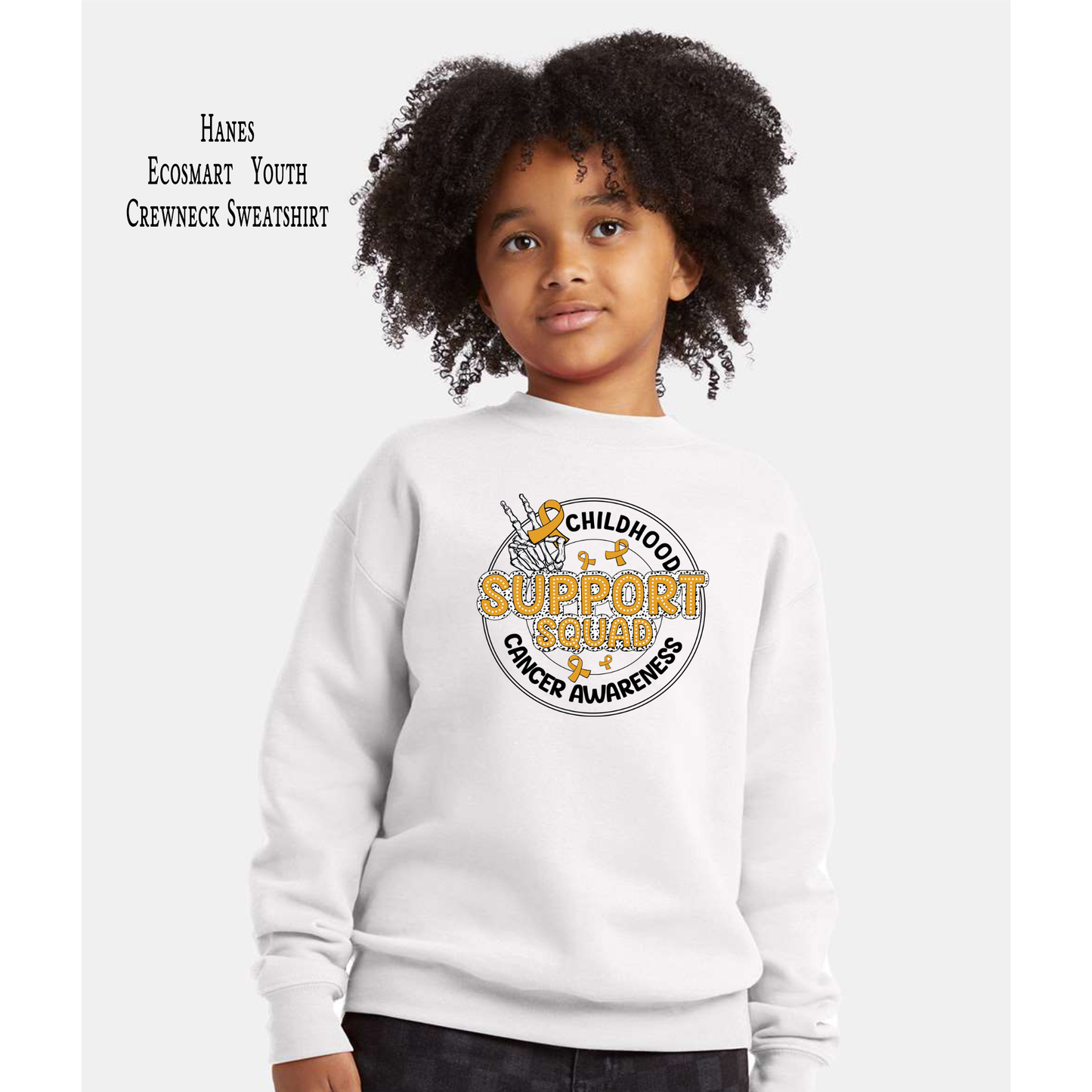 Support Squad | Childhood Cancer Awareness | Go Gold | Cancer Survivor | Crew Neck Youth Sweatshirt