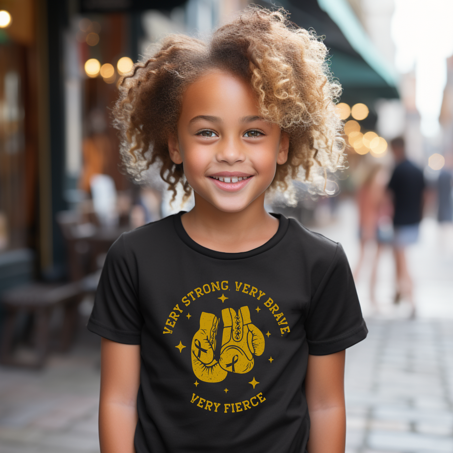 Very Strong, Very Brave, Very Fierce | Childhood Cancer Awareness | Cancer Survivor | Crew Neck Toddler & Youth