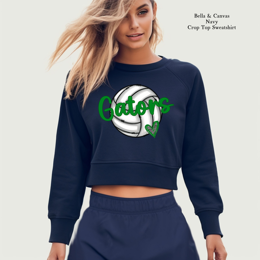 Gators Heart Volleyball | Madisonville Youth Boosters | MYB | Bella & Canvas Crop Sweatshirt