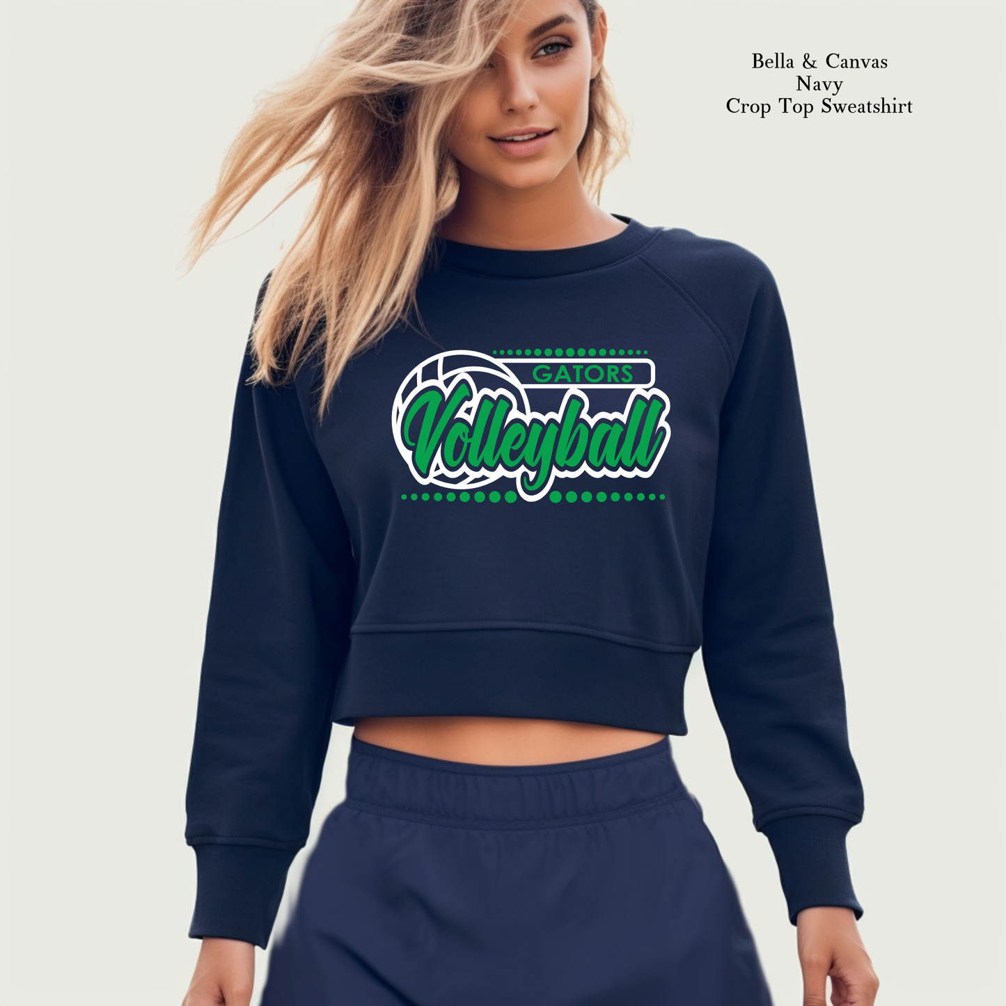 Gators Volleyball (dots) | Madisonville Youth Boosters | MYB | Bella & Canvas Crop Sweatshirt