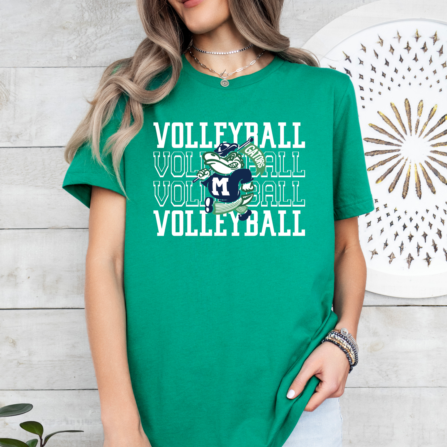 Volleyball Stacked | Gators | Madisonville Youth Boosters | MYB | Adult T-shirt