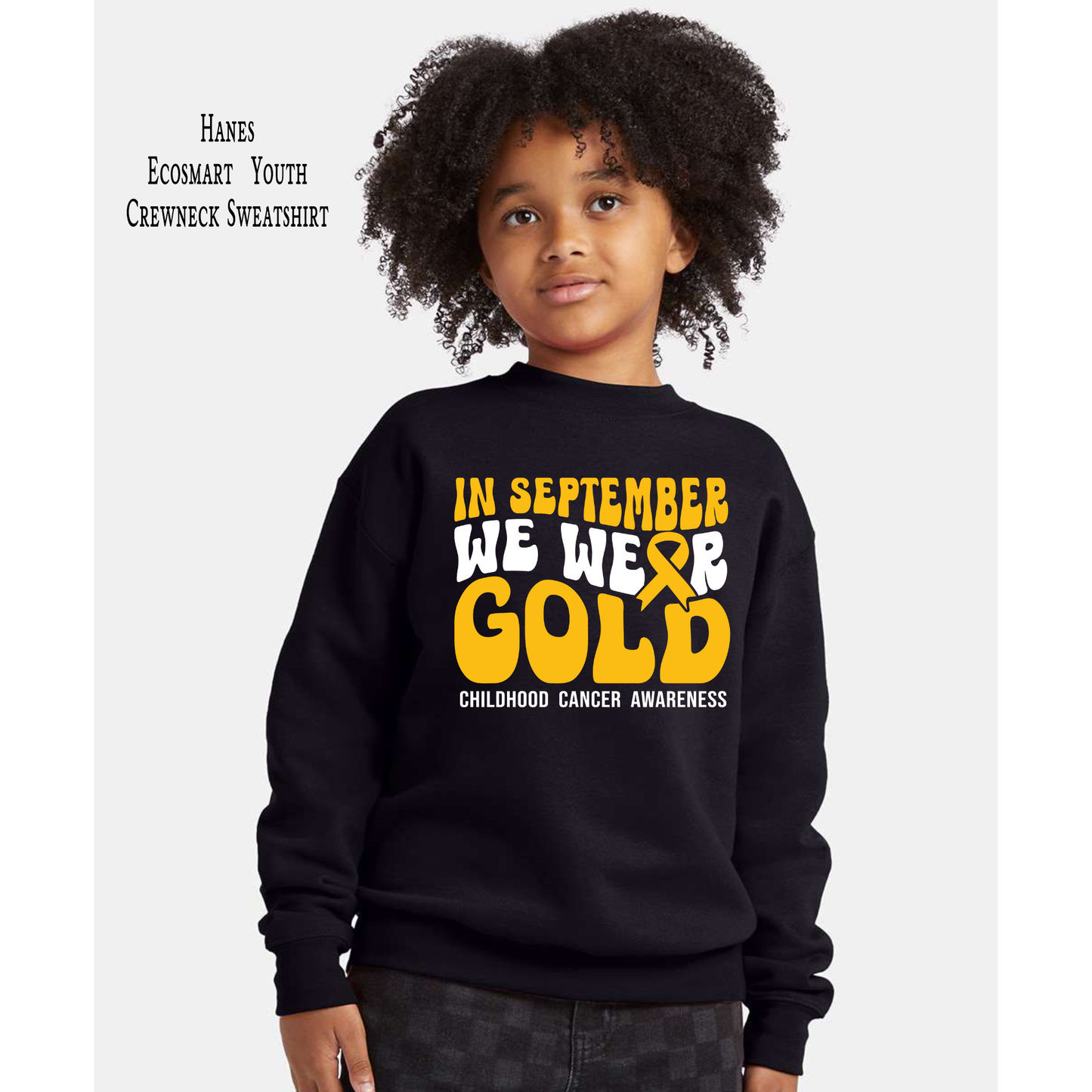 Childhood Cancer Awareness | Go Gold | Cancer Survivor | Crew Neck Youth Sweatshirt