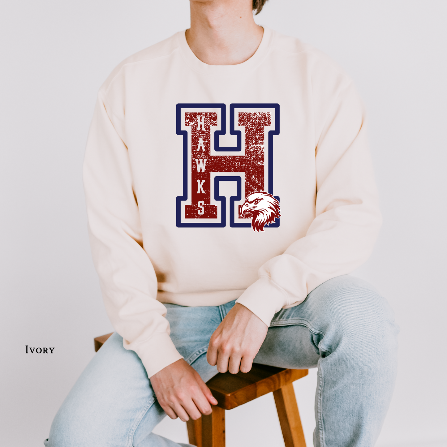 Grunge Varsity H Sweatshirt| Archbishop Hannan | Hawks | Hannan High | Custom School Spirit Wear