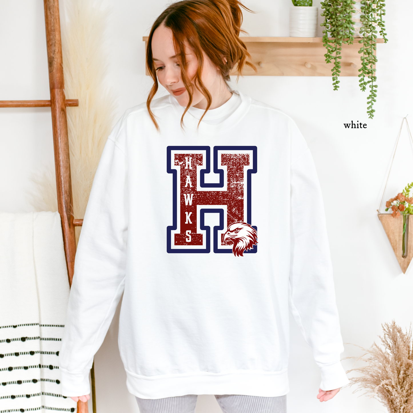 Grunge Varsity H Sweatshirt| Archbishop Hannan | Hawks | Hannan High | Custom School Spirit Wear