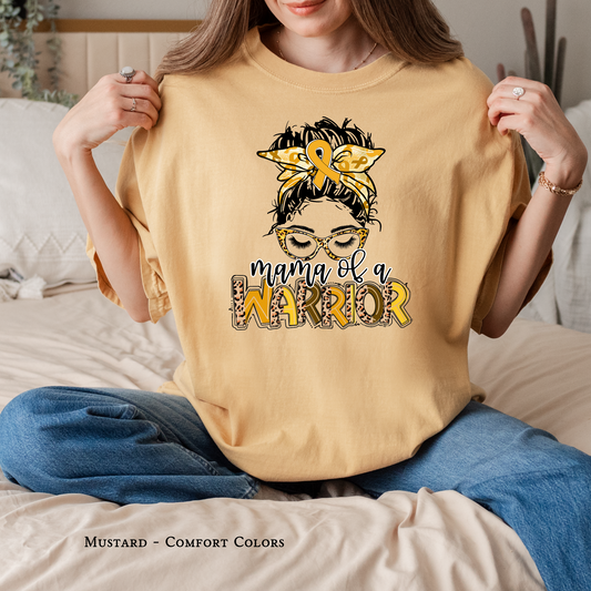 Mama of a Warrior | Childhood Cancer Awareness | Go Gold | Cancer Survivor | Crew Neck Adult Tee