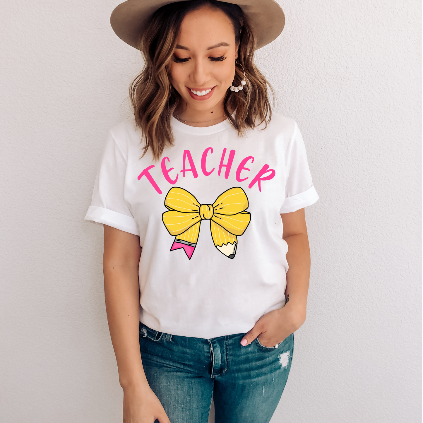 Teacher Pencil Bow | Teacher Tee