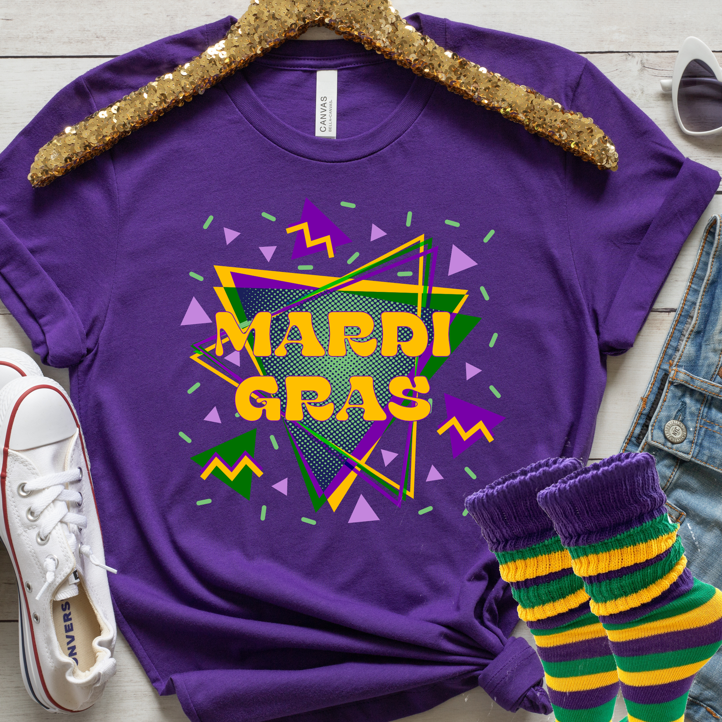 KIDS - YOUTH - ADULT Mardi Gras Striped Slouch Socks | Mardi Gras