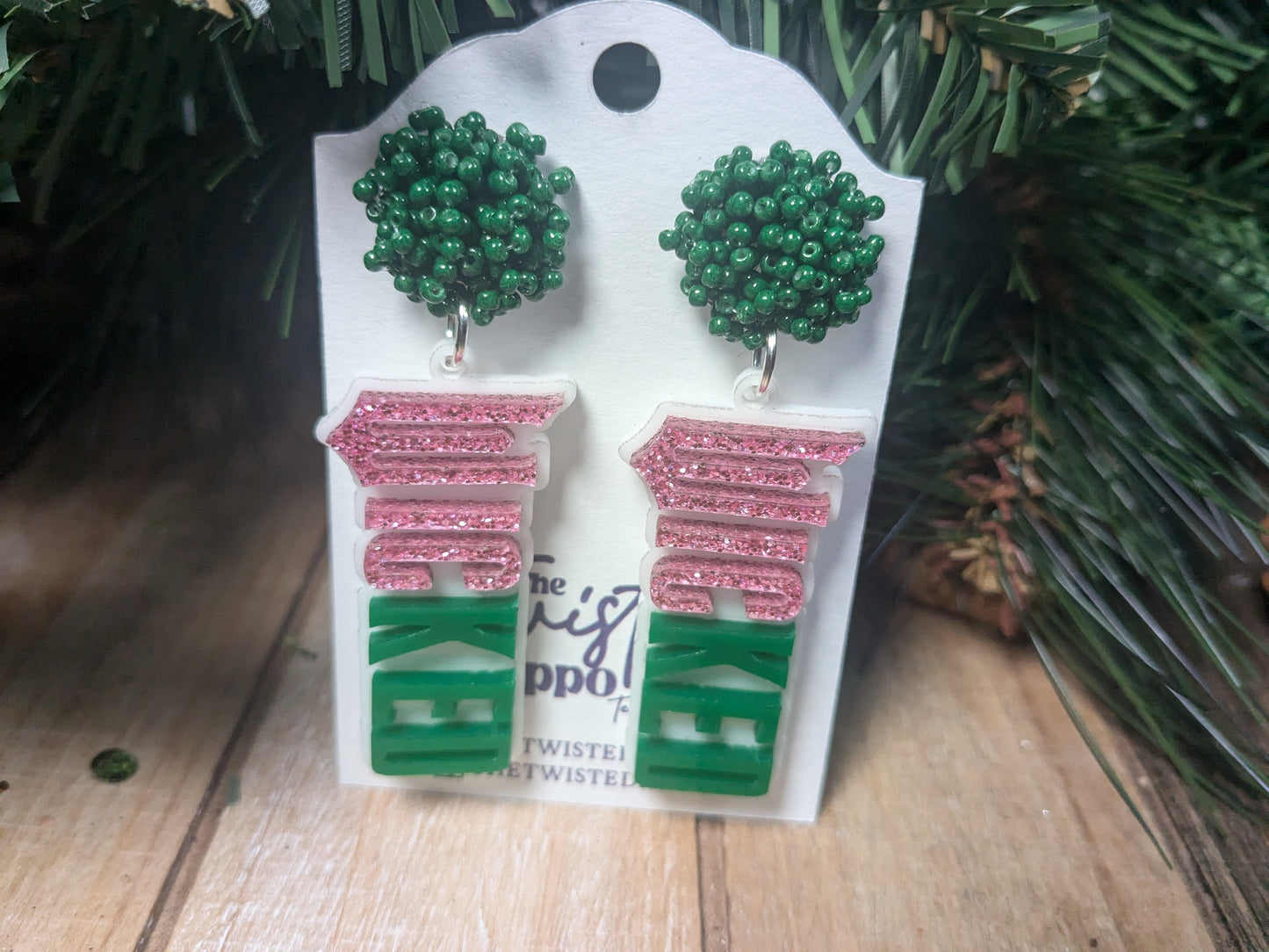 WICKED | Dangle Acrylic Handmade Earrings | Beaded Topper