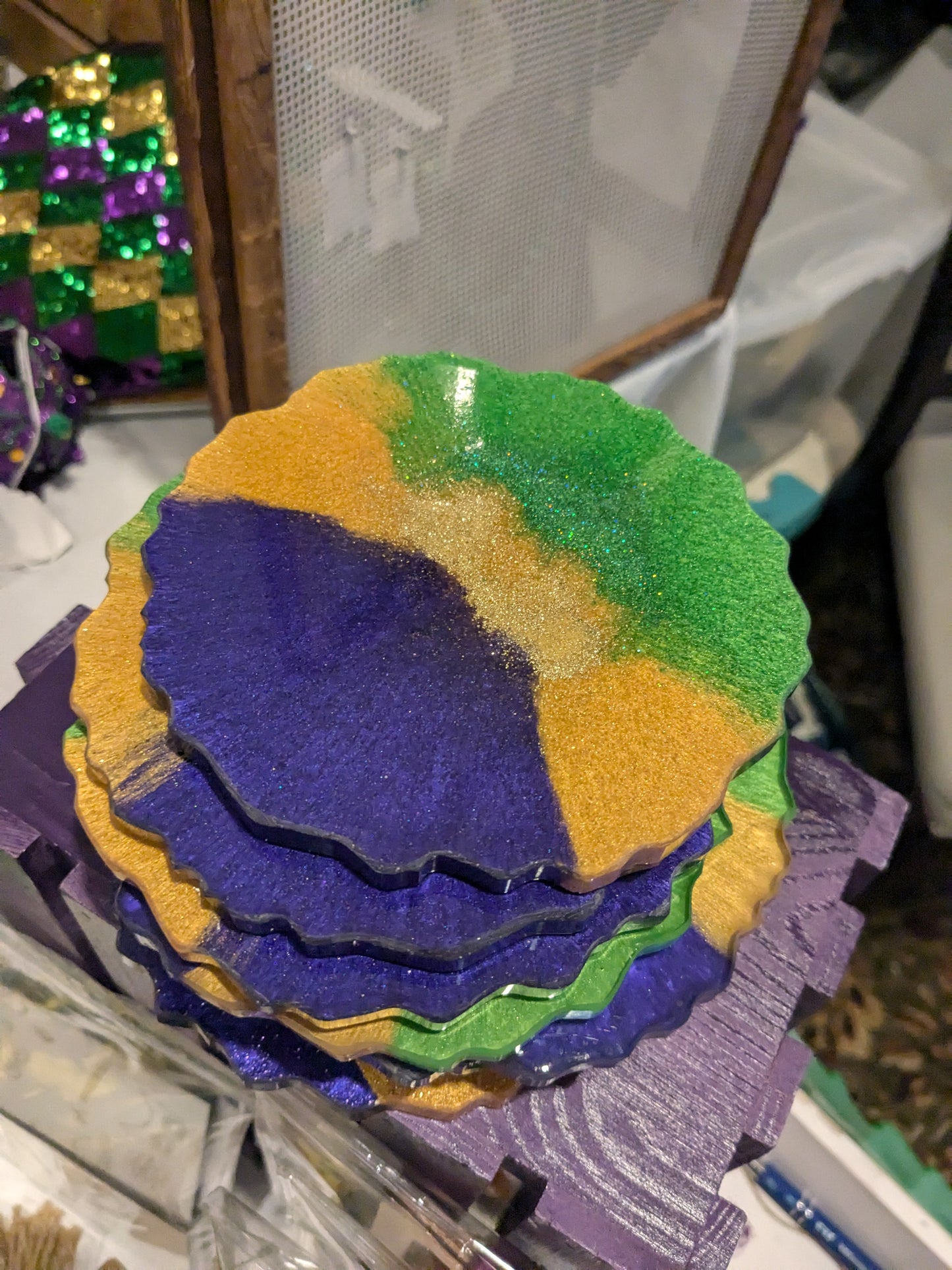 Mardi Gras Handmade Coasters