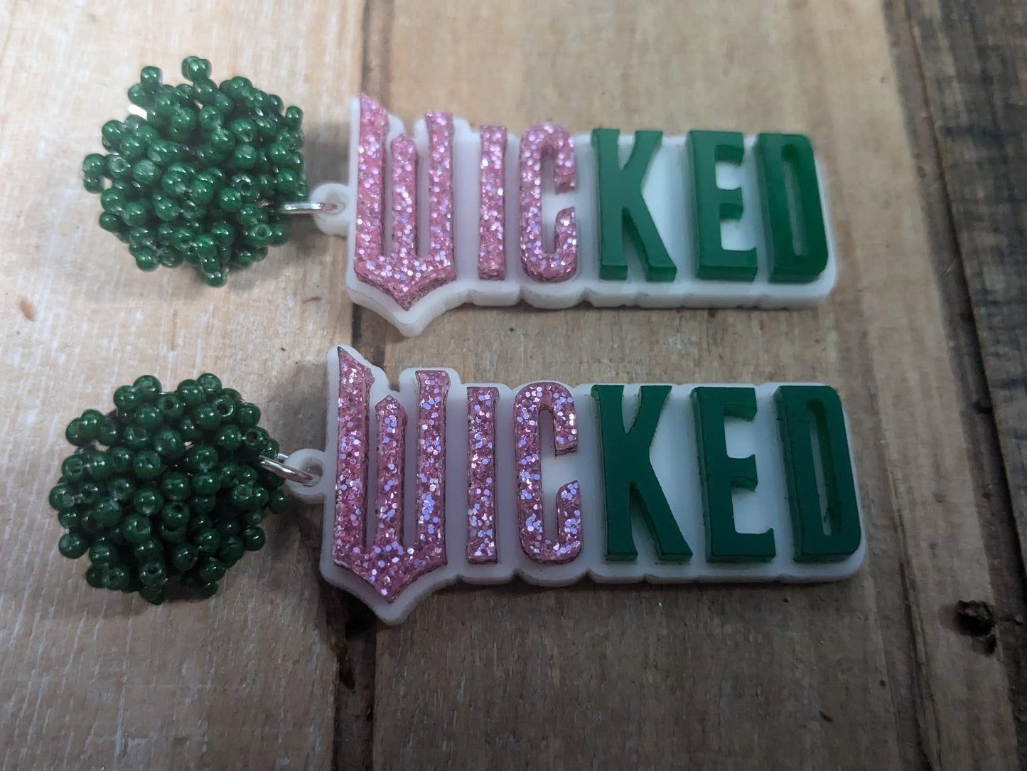 WICKED | Dangle Acrylic Handmade Earrings | Beaded Topper