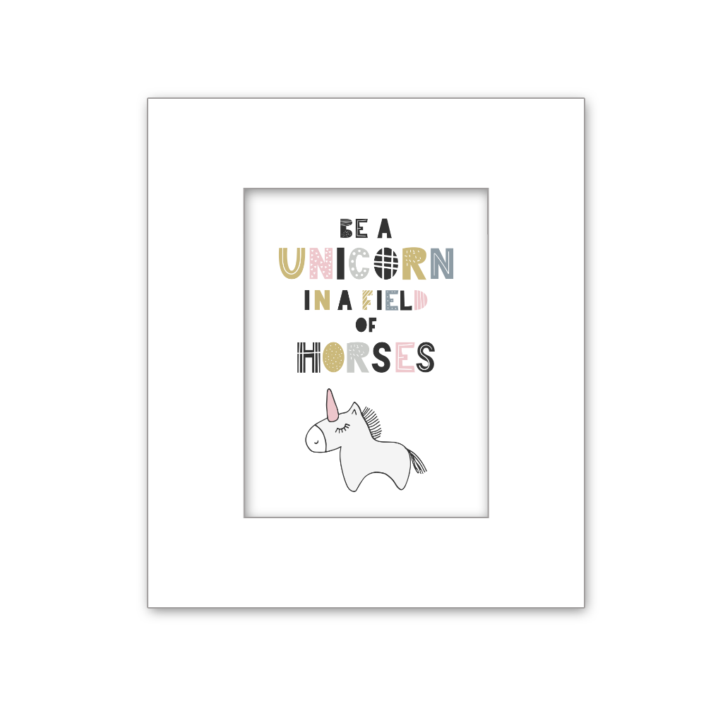 Unicorn in a field of Horses | Printed Art 8 * 10