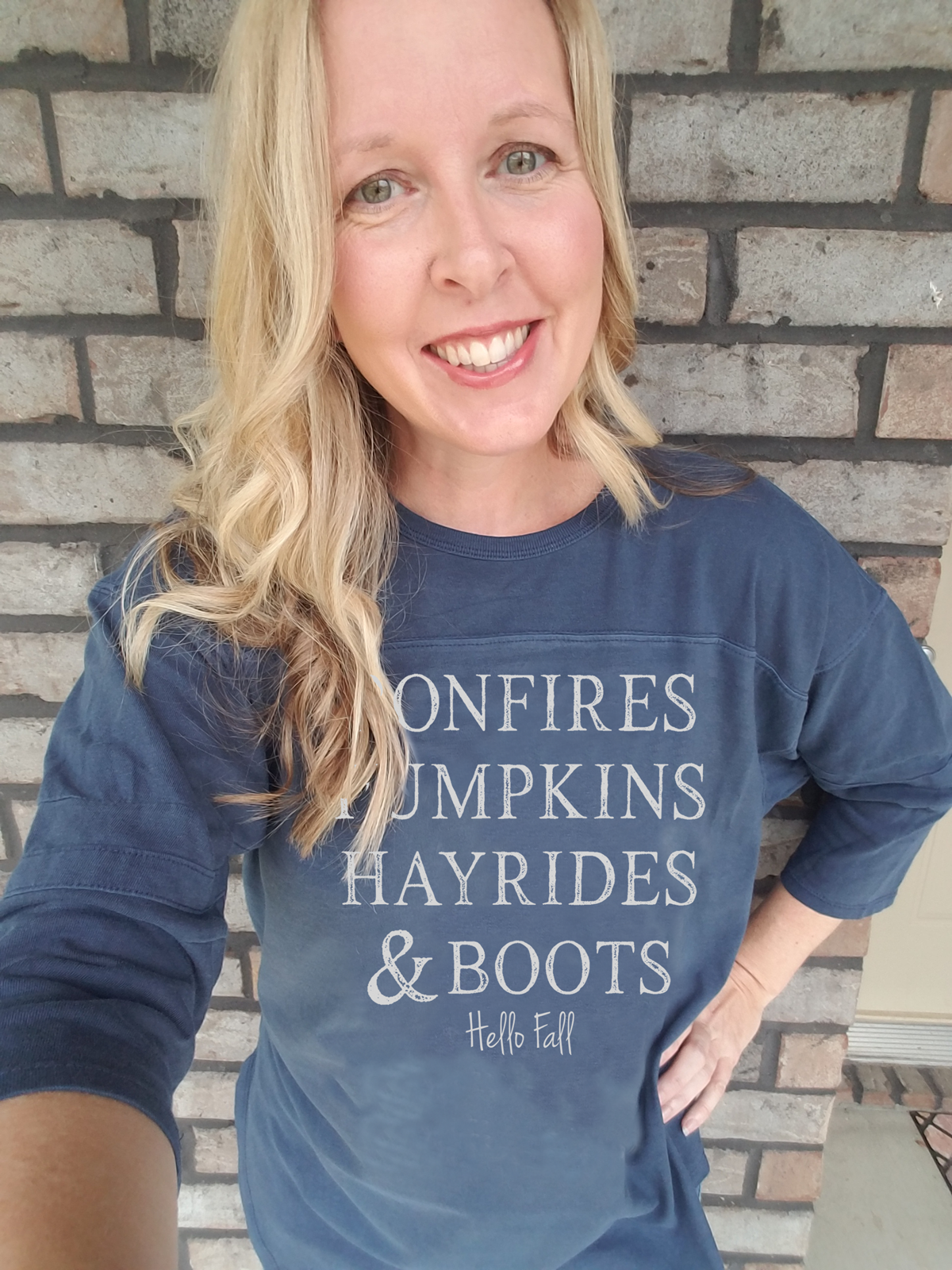 Bonfires, Pumpkins, Hayrides and Boots Hello Fall Women's Navy Vintage Jersey